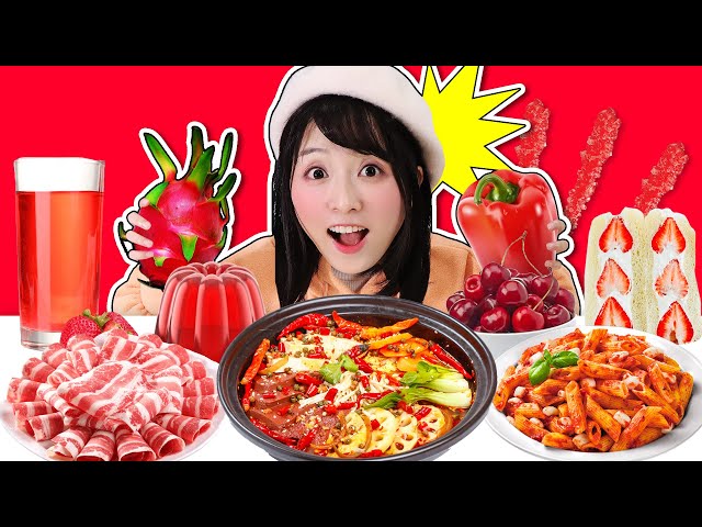 單色挑戰之24小時不出門只吃紅色食物!結果居然是?eating only one color food for 24 hours challenge 小伶玩具 | xiaoling toy